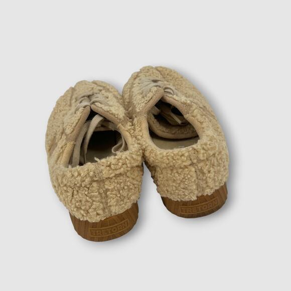Tretorn Nylite Plus Sherpa Sneakers Beige Teddy Fleece Low Top Shoes Size 8 - Picture 3 of 7